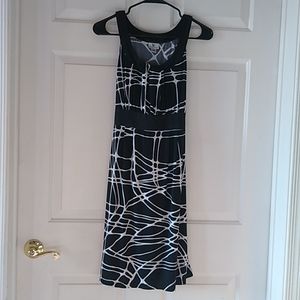 Black and white cumberbund dress